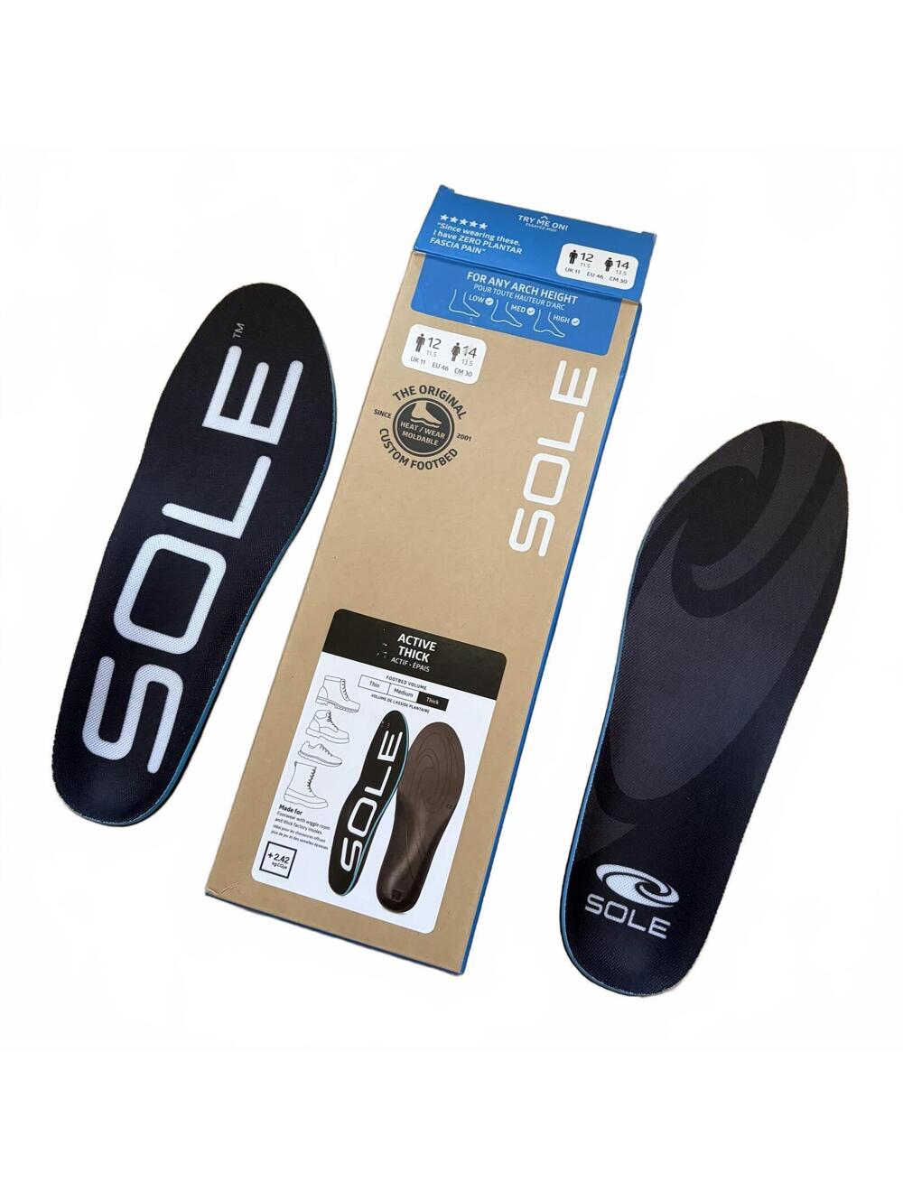 Sole Active Thick Insoles Arch Support Men Size 12 Women Size 14 NWT NIB